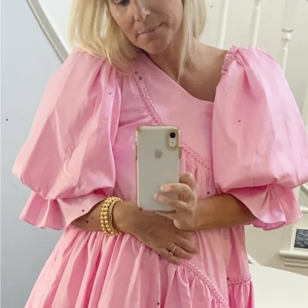 Aje Pink Statement Sleeve Dress